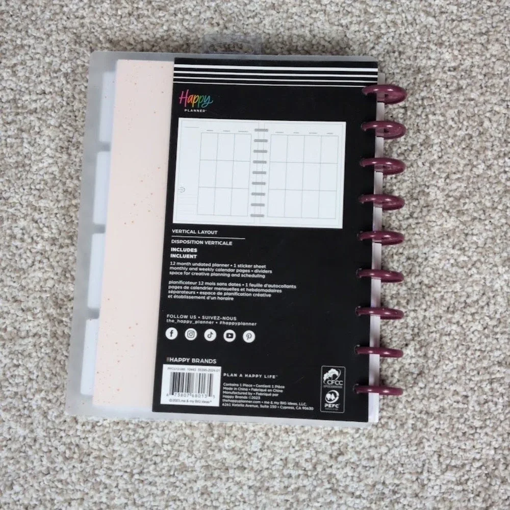 Happy Planner Pressed & Painted Vertical Layout 12 Month Undated 7x9.25 - Picture 2 of 5